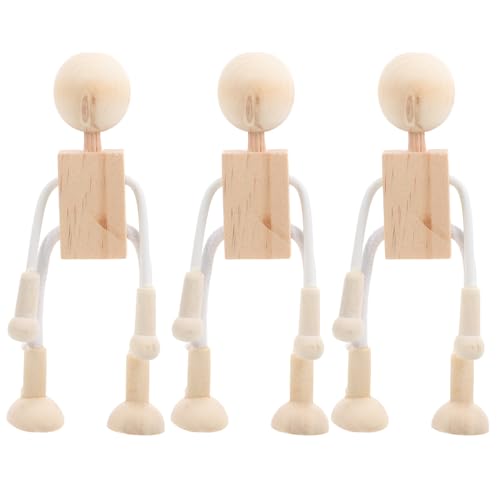 ARTIBETTER Wooden Peg Dolls Unfinished Doll Bodies Paintable Wood Peg Bodies Figures for DIY Arts Crafts Party Favor Gifts 3PCS ARTIBETTER
