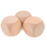 TEHAUX Unfinished Wood Dice, 3pcs 57mm Small Wooden Cubes 6 Sided Wood Cubes with Rounded Corners for Classroom Board Games DIY Sticker Math Counting TEHAUX
