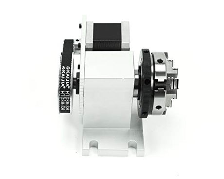 RATTMMOTOR K12-65mm Type Divding Head with 54mm Tailstock, Reducing Ratio 4:1 CNC 4th-Axis A-Axis Rotation-Axis, Indexing Head+K02-63mm 4 Jaw RATTMMOTOR