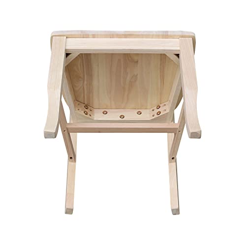 International Concepts Set of Two Double X-Back Dining Chair, 19.9"W x 22"D x 41.3"H, Wood Unfinished IC International Concepts