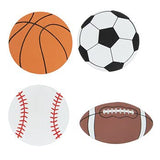 Craft Supply Sports Balls Painted Wood Cutout Shapes - 4 Mini Pieces - Football, Baseball, Soccer Ball, and Basketball Multi Craft Supply