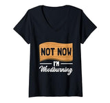 Womens Funny Woodworking - Wood Burning V-Neck T-Shirt Wood Burning Tees - Woodburning - Woodburner Gift