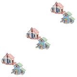 ibasenice D Puzzle 6 Pcs DIY Cabin Wooden Assembling House DIY Wooden Ornament Wooden House Toy DIY Wood Toy Child Puzzle Bamboo Model Office ibasenice