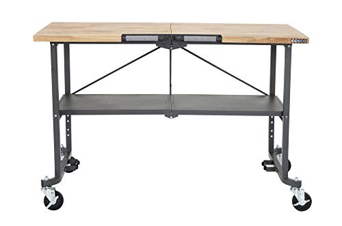 COSCO SmartFold Portable Workbench/Folding Utility Table (Gray Steel Frame) - WoodArtSupply