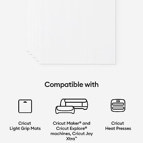 Cricut Printable Iron On for Light Fabrics - US Letter Size, (5ct), Printable HTV Vinyl for Inkjet Printer, Compatible with Cricut Maker, Expression, Cricut