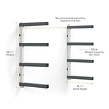 BORA Wood Organizer and Lumber Storage Metal Rack with 4-level Wall Mount - Indoor and Outdoor Use, White & Gray - PBR-0420 Bora