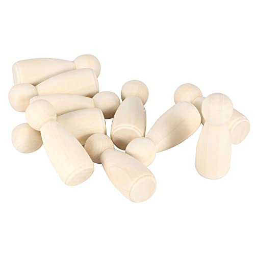 JAPCHET 50 Pack 3-1/2 Inch Large Wooden Peg Dolls, Unfinished Wooden Jumbo Peg People Wood Doll Bodies Figures for Painting, DIY Art Craft Projects, JAPCHET
