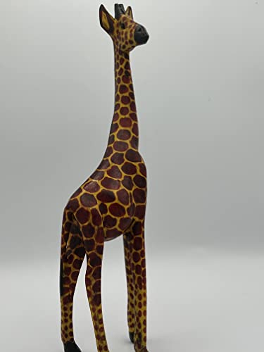 Shophaven African Giraffe Wood Statue, Giraffe Hand Carved Wood Decor, Giraffe Sculpture, Handmade African Art - WoodArtSupply