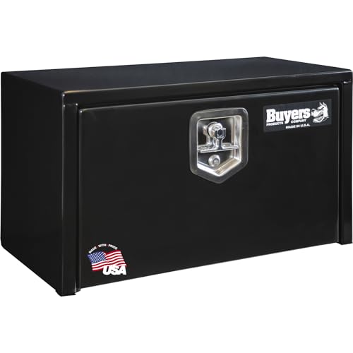 Buyers Products 1703350 Black Steel Underbody Truck Box With Lockable T-Handle Latch, 14 x 12 x 24 Inch, Made In The USA, Contractor Tool Box, Tool Buyers Products Company