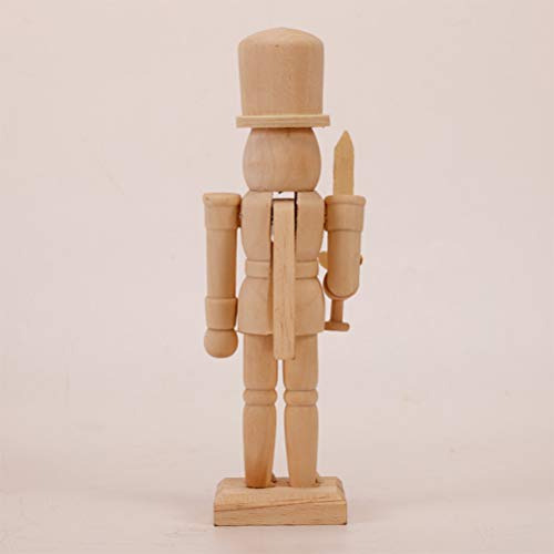 VOSAREA Christmas Wooden Nutcracker Wooden Unfinished Walnut Soldier DIY Blank Unpainted Nutcracker Puppet for Christmas DIY Crafts VOSAREA