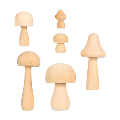 Yardwe 5pcs Unfinished Mushroom Toy Crafts Mushroom Toy DIY Art Mushroom Mini Mushroom Adornment Graffiti Mushrooms Miniatures Micro Landscape Decors - WoodArtSupply