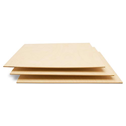 Baltic Birch Plywood, 3 mm 1/8 x 8 x 8 Inch Craft Wood, Bag of 8 B/BB Grade Baltic Birch Sheets, Perfect for Laser, CNC Cutting and Wood Burning, by Woodpeckers