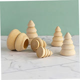 Tofficu 10pcs Wood Tree Wooden Peg Figures Unfinished Wood Christmas Tree Wooden Peg Dolls People Tree Figurine Model Paintable Wood Tree Wood Peg Tofficu