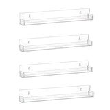 LikeU Nail Polish Rack Wall Mounted Shelf 4 Pack,Clear Acrylic Nail Polish Holder Organizer with Removable Anti-slip End Inserts,4 Tiers Floating LikeU