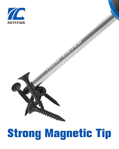 6PCS Magnetic Tip Screwdriver Set, 3 Phillips and 3 Flat, Professional Cushion Grip | 6-Piece Hand Tools Set ROTATION