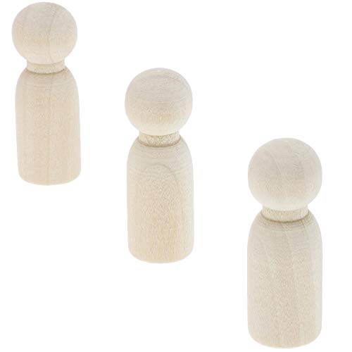 Wood Peg Dolls, Peg Doll Kit (1.77 in, 50-Pack)