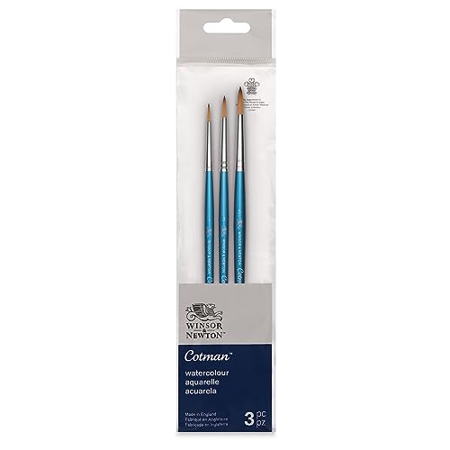 Winsor & Newton Cotman Watercolour Brush Pack, Short Handle, 3 pack, #1 - WoodArtSupply