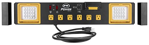Performance Tool W2279 Commercial Grade Power Station with 6 Outlets, 2 USB Ports, Built-In Cradle, and LED Lights, Ideal for Workshops and Garages Performance Tool