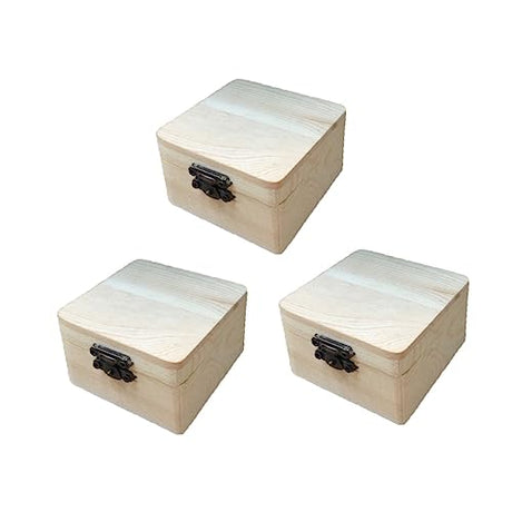 VILLCASE 9 Pcs antique jewelry organizer jewelry organizer tray unfinished wood treasure chest square wood case memory chest unfinished chest lock VILLCASE