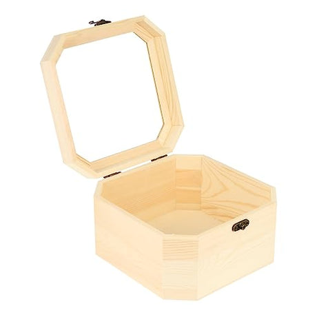 Holibanna 1pc Wooden Box Wood Diy Craft Case Unfinished Wooden Case Trinket Storage Holder Jewelry Gift Boxes Home Decor Jewelry Holder Container Holibanna