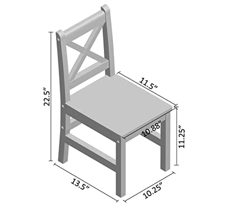 eHemco Solid Hard Wood X Back Kids Chair, Unfinished, Set of 2 eHemco
