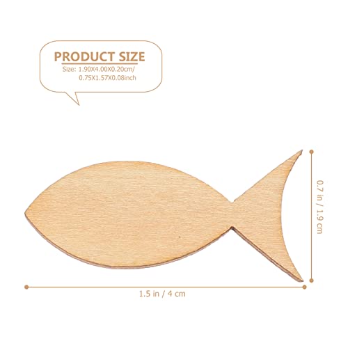 COHEALI 100pcs Unfinished Wooden Fish Cutout Shapes Blank Wood Animal Slices for DIY Arts Crafts Painting Summer Ocean Sea Theme Party Decorations COHEALI