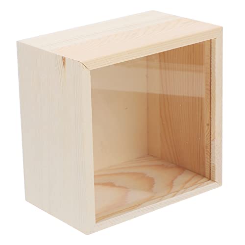 Abaodam 4pcs Box storage wooden box unfinished wooden case wood treasure chest Natural wooden gift case wooden jewelry case wood trinket containers Abaodam