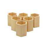 Cregugua 6 Pieces 4 Inch Wooden Pen Holder Hexagon shaped Unfinished Wood Pencil Holder for DIY Crafts Projects (3x3x4 Inches) Cregugua