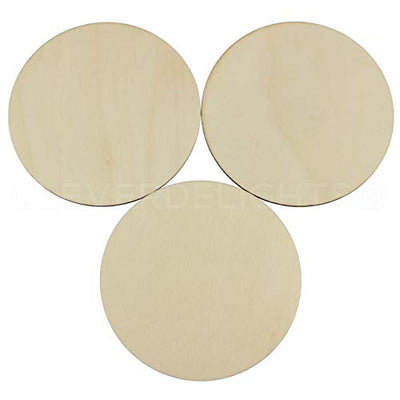 CleverDelights 4 Inch Wood Circles - 10 Pack - 3/32" Thick - 4" Round Unfinished Craft Pieces
