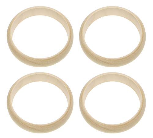 Penta Angel Wood Bangle Bracelets 4Pcs 2.83inch Unfinished Natural Round Wooden Ring for Art & Craft Project DIY Jewelry Making - WoodArtSupply