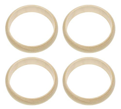 Penta Angel Wood Bangle Bracelets 4Pcs 2.83inch Unfinished Natural Round Wooden Ring for Art & Craft Project DIY Jewelry Making - WoodArtSupply