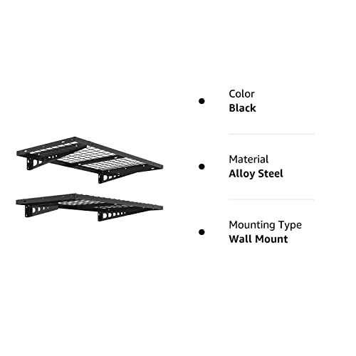FLEXIMOUNTS 2-Pack 2x4ft Bike Storage Rack Garage Wall Shelves, 24-inch-by-48-inch, Black FLEXIMOUNTS