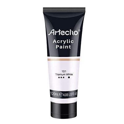 Artecho Professional Acrylic Paint, Titanium White (120ml / 4.05oz) Tubes, Art Craft Paints for Canvas, Rock, Stone, Wood, Fabric, Art Supplies for
