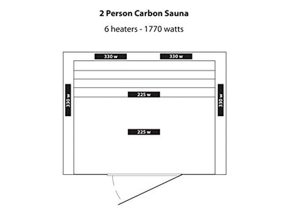 HEATWAVE Radiant Saunas 2-Person Hemlock Infrared Sauna with 6 Carbon Heaters, Chromotherapy Lighting, Oxygen Ionizer