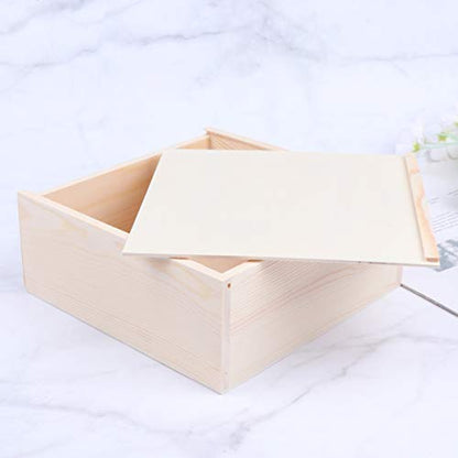 Kisangel 1Pc Gift Box With Lids Sliding- Lid Wooden Boxes Decorative Storage Boxes Wooden Unfinished Storage Box for Birthday Party (20 * 20 * 8)