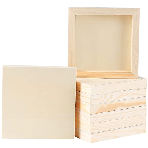 ADXCO 8 Pack Wood Panels 6 x 6 Inch Unfinished Wood Canvas Wooden Panel Boards for Painting, Pouring, Arts Use with Oils, Acrylics ADXCO