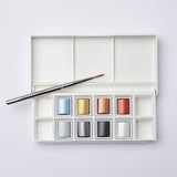 Winsor & Newton Cotman Watercolor Paint Set, 8 Half Pan, Metallic Colors w/ Brush Winsor & Newton
