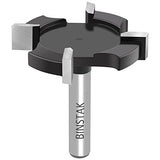 BINSTAK CNC Spoilboard Surfacing Router Bit 1/4 Inch Shank, Extra Large 1-1/2 Inch Cutting Diameter, Slab Flattening Router Bit Planing Bit Wood BINSTAK