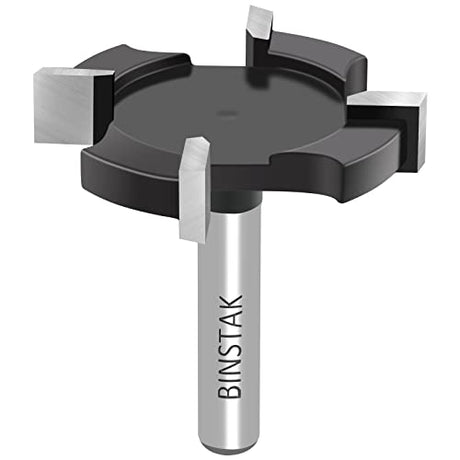 BINSTAK CNC Spoilboard Surfacing Router Bit 1/4 Inch Shank, Extra Large 1-1/2 Inch Cutting Diameter, Slab Flattening Router Bit Planing Bit Wood BINSTAK