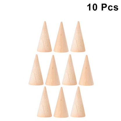 MILISTEN 10pcs Christmas Wood Ornament Wood Cone Large Cardboard Cones Unpainted Cone Shape Cone Craft Wedding Ring Holder unpainted Wood Craft Cone