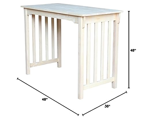 International Concepts Counter Height Mission Table, 24 by 48-Inch, Unfinished IC International Concepts