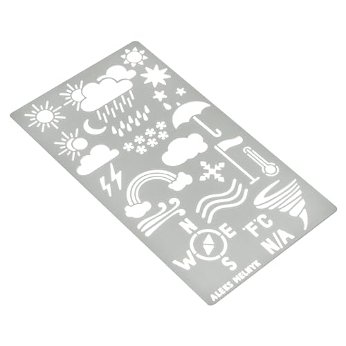 Aleks Melnyk #14 Metal Journal Stencil, Weather Forecast, Rain Drop, Umbrella, Stainless Steel Stencil 1 PCS, Template Craft Wood Burning, Patterns, - WoodArtSupply