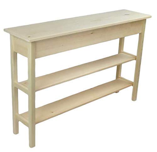 46" Unfinished Console Sofa Table with 2 Bottom Shelves - WoodArtSupply