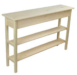 46" Unfinished Console Sofa Table with 2 Bottom Shelves Generic