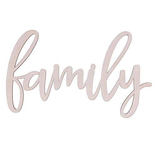 Family Wood Sign Cutout Family Wooden Letter Sign Hanging Decorative DIY Block Words Sign Door for Home Shop Hotel 2Pack