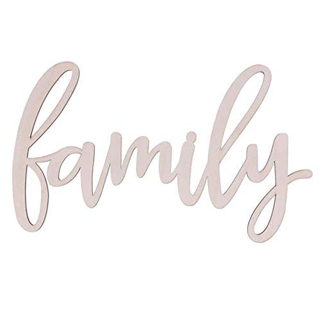 Family Wood Sign Cutout Family Wooden Letter Sign Hanging Decorative DIY Block Words Sign Door for Home Shop Hotel 2Pack Samanter