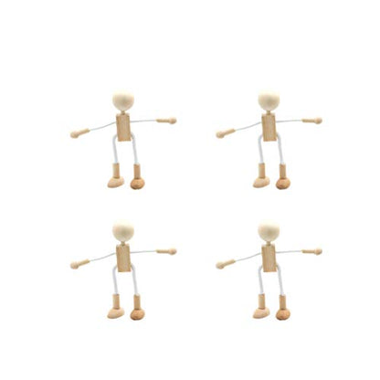 Milisten 4pcs Wood Peg Dolls Unfinished Wooden People Doll Robot for DIY Painting Craft Art Peg Game Party Decoration