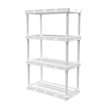 Gracious Living 4 Shelf Knect-A-Shelf Solid Light Duty Storage Unit 12 x 24 x 48 Organizer for Home, Garage, Basement & Laundry, White - WoodArtSupply