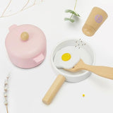 Frogprin 30 PCS Wooden Toy Plates and Dishes for Kids, Play Kitchen Accessories Set, Pretend Play Food Sets for Children Kitchen, Montessori Toys for Frogprin