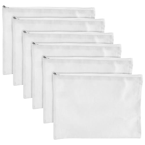 Bright Creations 6 Pack Large Cosmetic Canvas Pouch With Zipper 9 x 12, Blank Bag Organizer Purse for Travel, Toiletry, DIY Crafts Bright Creations